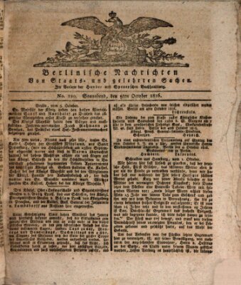 Berlinische Nachrichten von Staats- und gelehrten Sachen Samstag 5. Oktober 1816