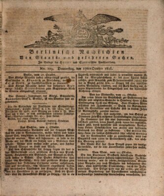 Berlinische Nachrichten von Staats- und gelehrten Sachen Donnerstag 17. Oktober 1816