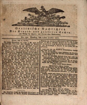 Berlinische Nachrichten von Staats- und gelehrten Sachen Dienstag 29. Oktober 1816