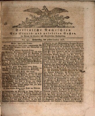 Berlinische Nachrichten von Staats- und gelehrten Sachen Donnerstag 31. Oktober 1816