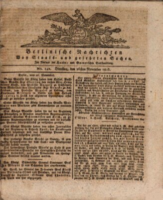 Berlinische Nachrichten von Staats- und gelehrten Sachen Dienstag 26. November 1816