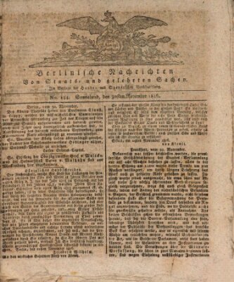 Berlinische Nachrichten von Staats- und gelehrten Sachen Samstag 30. November 1816