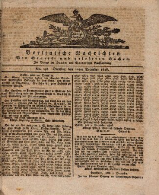 Berlinische Nachrichten von Staats- und gelehrten Sachen Dienstag 10. Dezember 1816