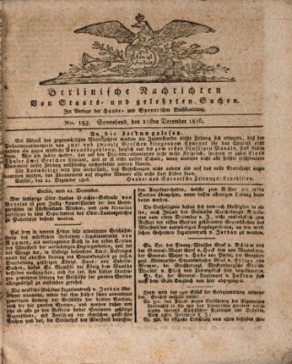 Berlinische Nachrichten von Staats- und gelehrten Sachen Samstag 21. Dezember 1816