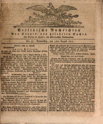 Berlinische Nachrichten von Staats- und gelehrten Sachen Donnerstag 14. August 1817