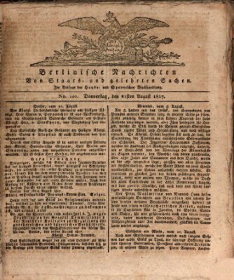 Berlinische Nachrichten von Staats- und gelehrten Sachen Donnerstag 21. August 1817