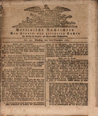 Berlinische Nachrichten von Staats- und gelehrten Sachen Dienstag 2. September 1817