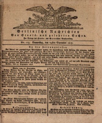 Berlinische Nachrichten von Staats- und gelehrten Sachen Donnerstag 25. September 1817