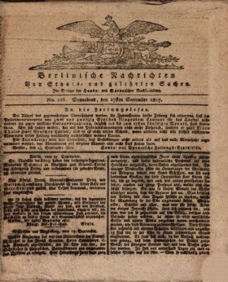 Berlinische Nachrichten von Staats- und gelehrten Sachen Samstag 27. September 1817