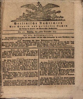 Berlinische Nachrichten von Staats- und gelehrten Sachen Dienstag 30. September 1817