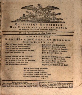 Berlinische Nachrichten von Staats- und gelehrten Sachen Donnerstag 16. Oktober 1817