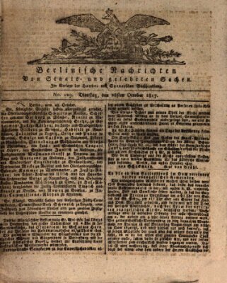 Berlinische Nachrichten von Staats- und gelehrten Sachen Dienstag 28. Oktober 1817