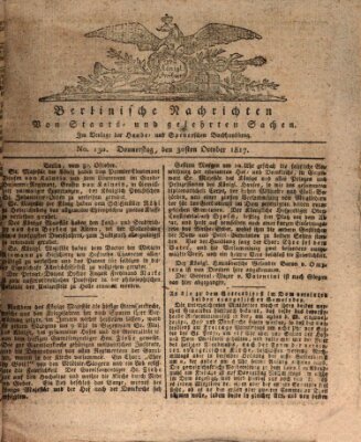 Berlinische Nachrichten von Staats- und gelehrten Sachen Donnerstag 30. Oktober 1817