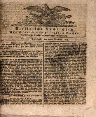 Berlinische Nachrichten von Staats- und gelehrten Sachen Samstag 15. November 1817