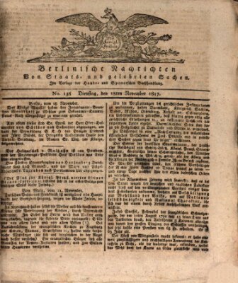 Berlinische Nachrichten von Staats- und gelehrten Sachen Dienstag 18. November 1817