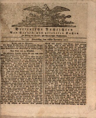 Berlinische Nachrichten von Staats- und gelehrten Sachen Donnerstag 20. November 1817