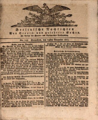 Berlinische Nachrichten von Staats- und gelehrten Sachen Samstag 29. November 1817