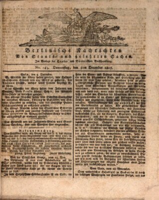 Berlinische Nachrichten von Staats- und gelehrten Sachen Donnerstag 4. Dezember 1817