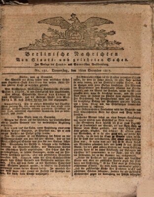 Berlinische Nachrichten von Staats- und gelehrten Sachen Donnerstag 18. Dezember 1817