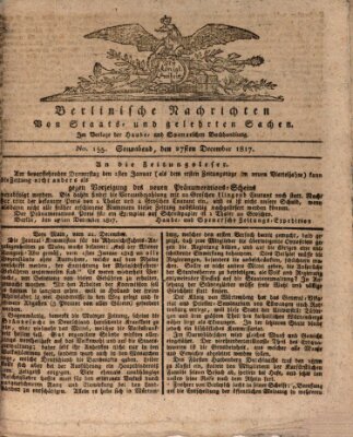 Berlinische Nachrichten von Staats- und gelehrten Sachen Samstag 27. Dezember 1817