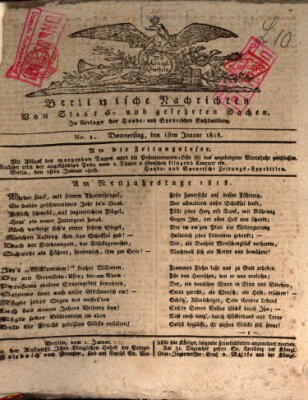 Berlinische Nachrichten von Staats- und gelehrten Sachen Donnerstag 1. Januar 1818