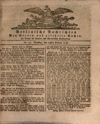 Berlinische Nachrichten von Staats- und gelehrten Sachen Dienstag 24. Februar 1818