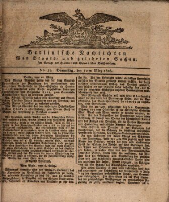 Berlinische Nachrichten von Staats- und gelehrten Sachen Donnerstag 12. März 1818