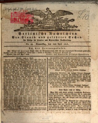 Berlinische Nachrichten von Staats- und gelehrten Sachen Donnerstag 2. April 1818