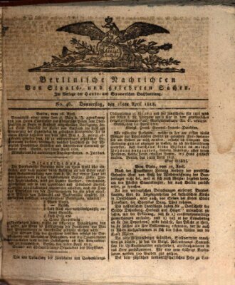 Berlinische Nachrichten von Staats- und gelehrten Sachen Donnerstag 16. April 1818