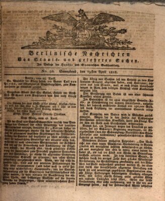 Berlinische Nachrichten von Staats- und gelehrten Sachen Samstag 25. April 1818