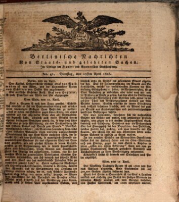 Berlinische Nachrichten von Staats- und gelehrten Sachen Dienstag 28. April 1818