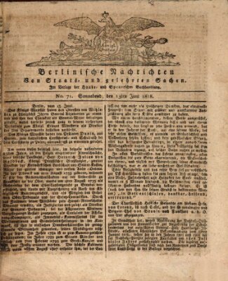 Berlinische Nachrichten von Staats- und gelehrten Sachen Samstag 13. Juni 1818