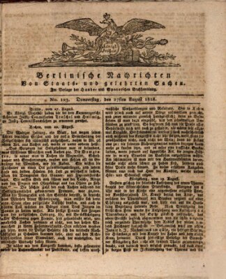 Berlinische Nachrichten von Staats- und gelehrten Sachen Donnerstag 27. August 1818