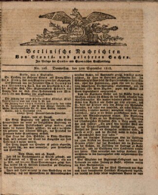 Berlinische Nachrichten von Staats- und gelehrten Sachen Donnerstag 3. September 1818