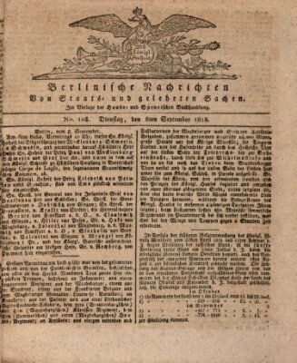 Berlinische Nachrichten von Staats- und gelehrten Sachen Dienstag 8. September 1818