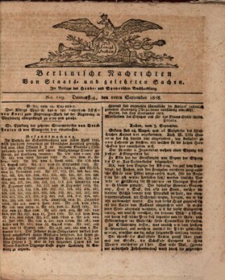Berlinische Nachrichten von Staats- und gelehrten Sachen Thursday 10. September 1818