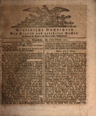 Berlinische Nachrichten von Staats- und gelehrten Sachen Samstag 17. Oktober 1818