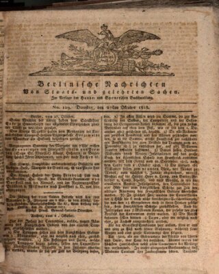 Berlinische Nachrichten von Staats- und gelehrten Sachen Dienstag 27. Oktober 1818