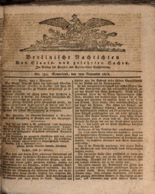 Berlinische Nachrichten von Staats- und gelehrten Sachen Samstag 7. November 1818