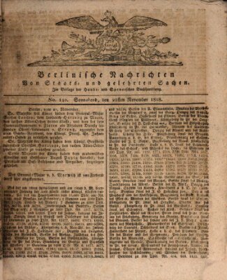 Berlinische Nachrichten von Staats- und gelehrten Sachen Samstag 21. November 1818