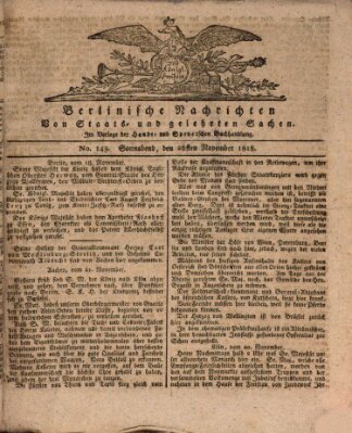 Berlinische Nachrichten von Staats- und gelehrten Sachen Samstag 28. November 1818