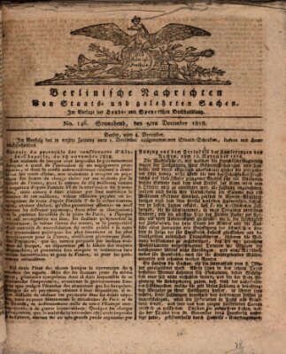 Berlinische Nachrichten von Staats- und gelehrten Sachen Samstag 5. Dezember 1818