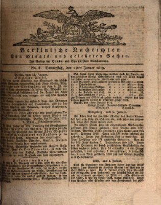 Berlinische Nachrichten von Staats- und gelehrten Sachen Donnerstag 14. Januar 1819