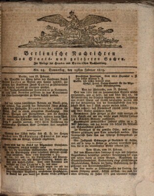 Berlinische Nachrichten von Staats- und gelehrten Sachen Donnerstag 25. Februar 1819