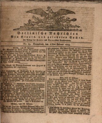 Berlinische Nachrichten von Staats- und gelehrten Sachen Samstag 27. Februar 1819