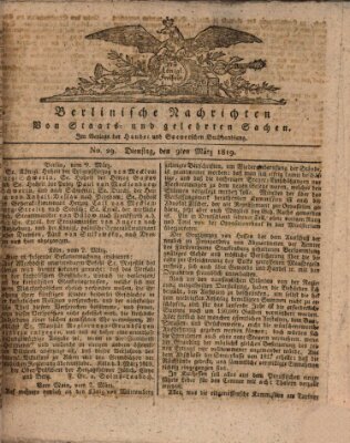 Berlinische Nachrichten von Staats- und gelehrten Sachen Dienstag 9. März 1819