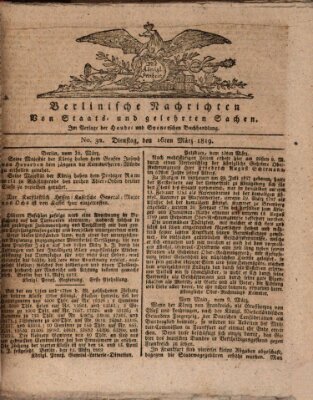 Berlinische Nachrichten von Staats- und gelehrten Sachen Dienstag 16. März 1819