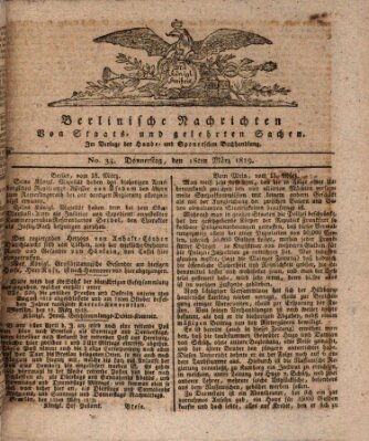 Berlinische Nachrichten von Staats- und gelehrten Sachen Donnerstag 18. März 1819