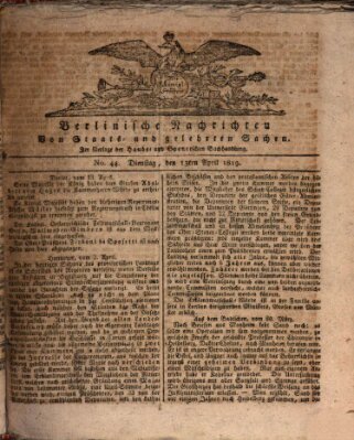 Berlinische Nachrichten von Staats- und gelehrten Sachen Dienstag 13. April 1819