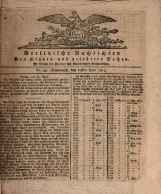 Berlinische Nachrichten von Staats- und gelehrten Sachen Samstag 24. April 1819